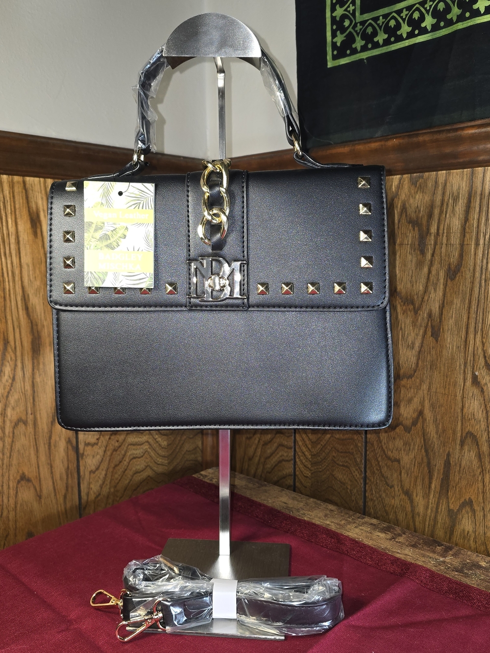Badgley Mischka Kelly Studded Top-Handle Crossbody Satchel